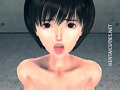 Big breasted 3D anime angel gives blowjob